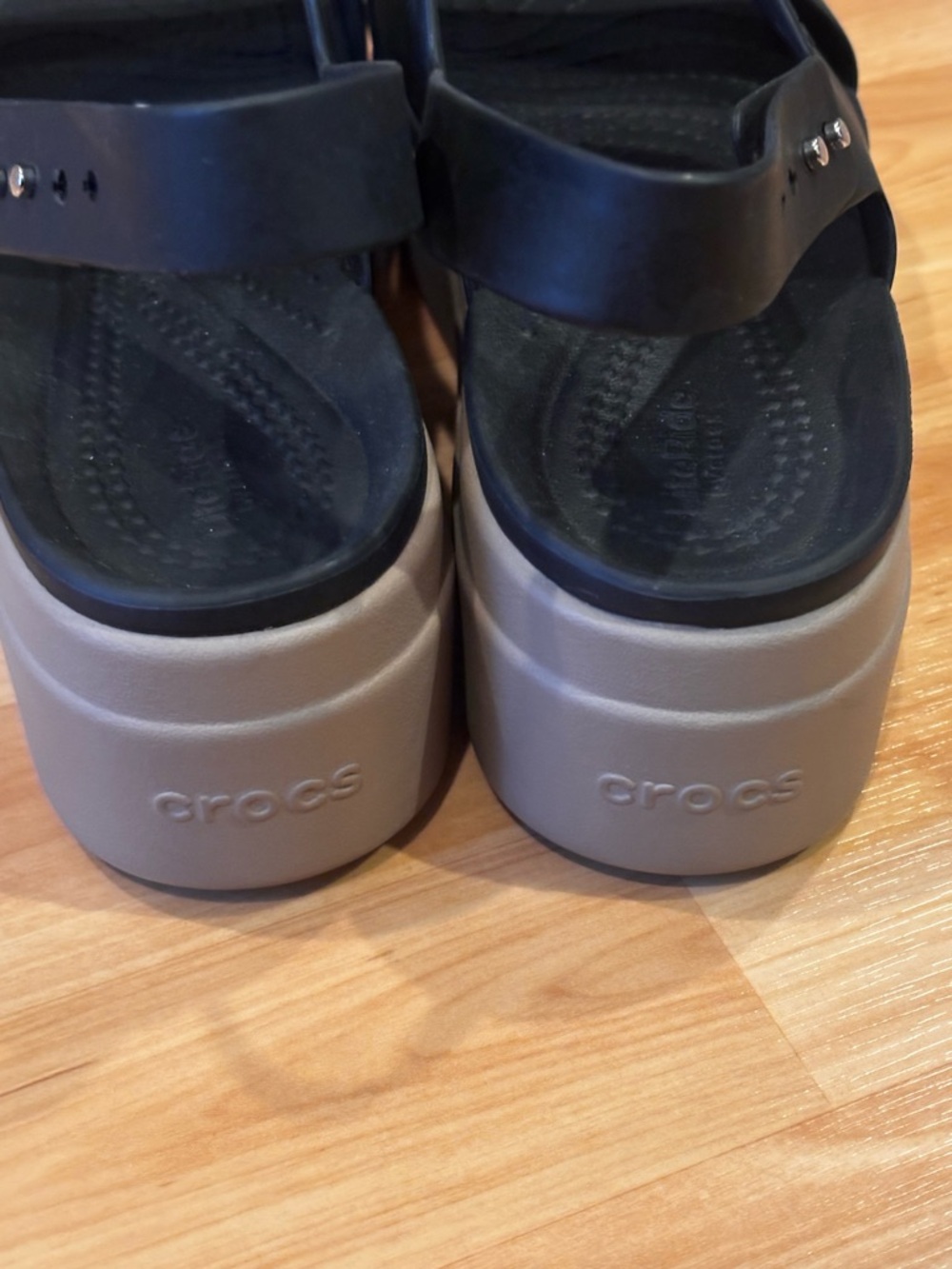 CROCS Black Brooklyn Low Wedge Sandals - Picture 4 of 9
